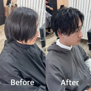ミディアム パーマ メンズ 【池袋/スパイキー ショート】ⓝⓘⓜⓤのヘアスタイル