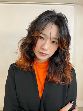 ミディアム カラー レイヤーカット🌙 縮毛矯正🪞ヒロキのヘアスタイル