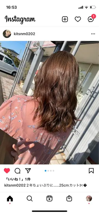 セミロング カラー 佐々木 麻純のヘアスタイル