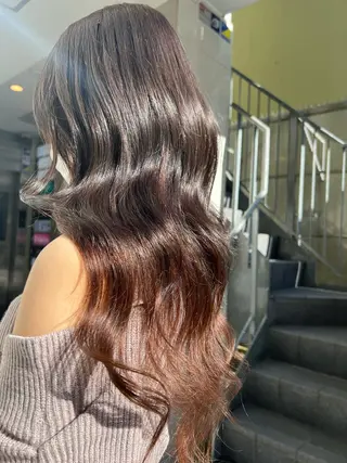 ロング カラー ハイトーン&髪質改善 ＆韓国エクステ🤎のヘアスタイル
