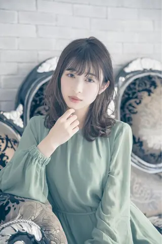 ミディアム カラー パーマ キヨカワ タイトのヘアスタイル