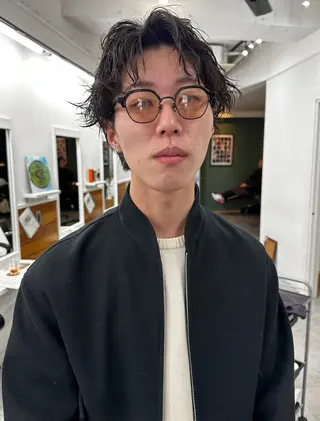 ショート パーマ メンズ グランジヘア 無造作ヘアHYUGAのヘアスタイル