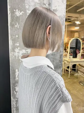 ミディアム カラー Piaコータロー ハイトーン&‪ボブのヘアスタイル