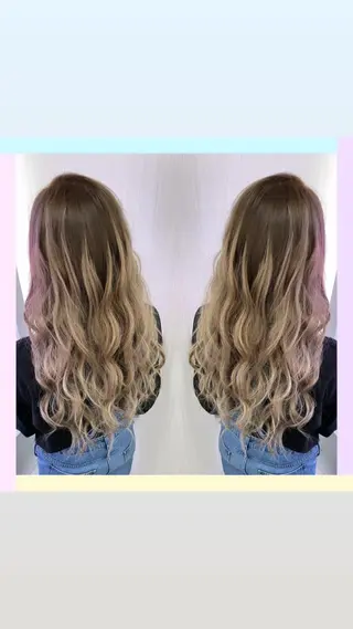 ロング カラー れん/ハイトーン /エクステ/韓国風のヘアスタイル