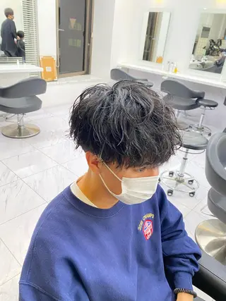 セミロング パーマ ヘアアレンジ メンズ メンズ特化 水口湧太のヘアスタイル