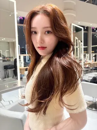 ロング 🫧暖色愛され透明感 🍒カラー千優のヘアスタイル