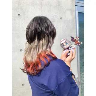 セミロング カラー 推しカラー✨ オタク美容師ユウカのヘアスタイル
