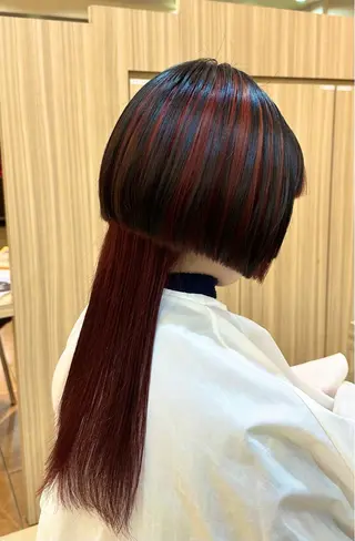 ロング カラー プログレス小平小川所属・フェザー/波巻き 雫石大夢のヘアスタイル