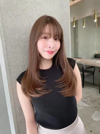 セミロング 山本翔一郎 韓国顔周りレイヤーのヘアスタイル