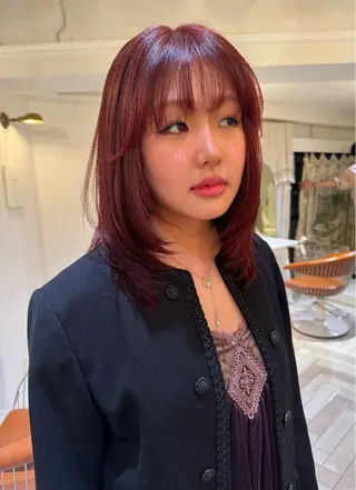 カラー ブリーチカラー🎀 韓国風/寺門美優のヘアスタイル