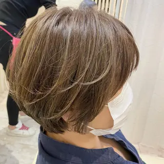 ショート カラー ブリーチなしWカラー /酸性ストレート河本のヘアスタイル