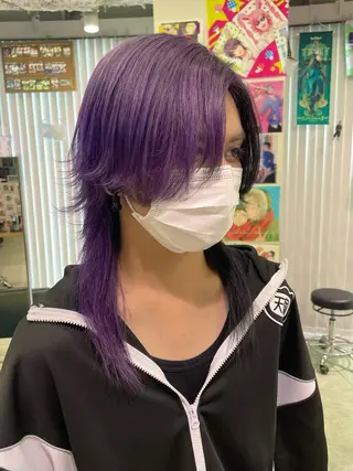 セミロング メンズ 🍭ハイトーン/ デザインカラー🦄のヘアスタイル