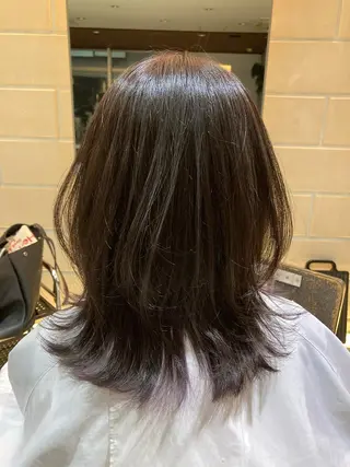 ミディアム カラー ケアパーマ /根本剛史のヘアスタイル