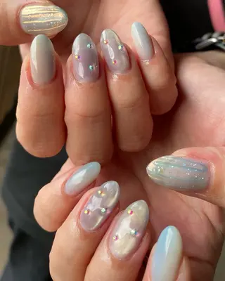 ネイル amuse 手書きニュアンスのネイルデザイン