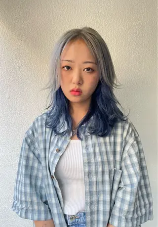 ミディアム カラー 篠江 廉のヘアスタイル