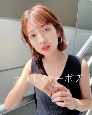 ショート カラー ボブ、ミディアム得意 🤍Emmy🤍のヘアスタイル