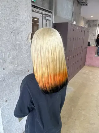 セミロング 鈴木瑛里／ブロンド ベージュ／男女のヘアスタイル