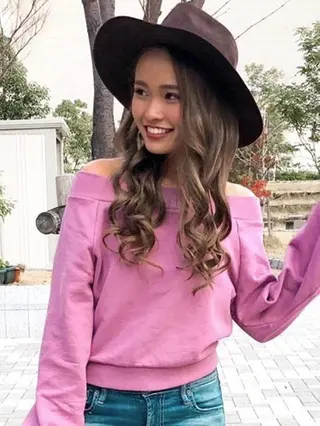 ロング カラー パーマ ヘアアレンジ Device ディバイスのヘアスタイル