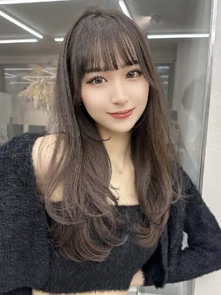 カラー ロング 髪質改善/韓国ヘア /透明感カラー🧸のヘアスタイル