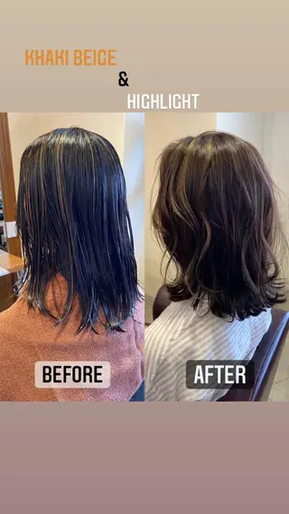 セミロング カラー ヘアアレンジ アイブロウ SALOWIN京都河原町Suite店所属・外国人風レイヤー/ ハイトーンSHUのヘアスタイル