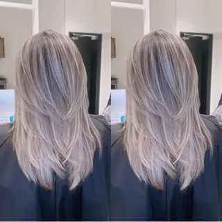 ロング カラー オフホワイトアンドなんば所属・福西 洋斗のヘアスタイル