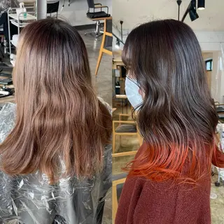 ロング カラー 暖色カラー🍒 ケアブリーチ/akiのヘアスタイル