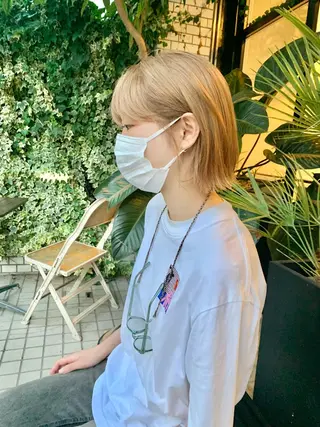 ショート カラー 柔らかブラウン/顔周 りレイヤー♡ユウシのヘアスタイル