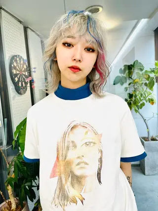 ミディアム カラー ハイトーン/ ボブ/KAIのヘアスタイル