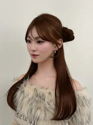 ロング カラー 韓国ヘア/レイヤー/ 顔まわり足立遥奈のヘアスタイル