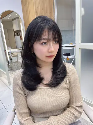セミロング 顔周り/透明感カラー /韓国ヘア/TAKUのヘアスタイル