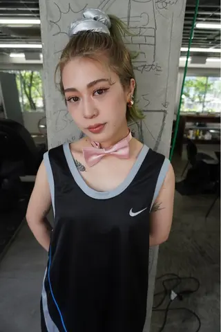 ミディアム カラー パーマ ヘアアレンジ 髪と音処　マトぺ所属・デザインカラー/ボブ ブリーチカラー/ユリのヘアスタイル