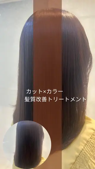 セミロング カラー 髪質改善/縮毛矯正 ササキナツミのヘアスタイル