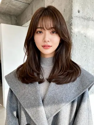 セミロング カラー 韓国レイヤーカット 🫧大阪梅田レイヤーのヘアスタイル