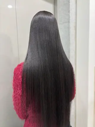 ロング カラー ブリーチなし透明感 ×縮毛矯正🤍ユウのヘアスタイル