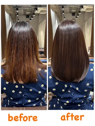 セミロング 髪質改善✨ハツメイ オグ✂️のヘアスタイル