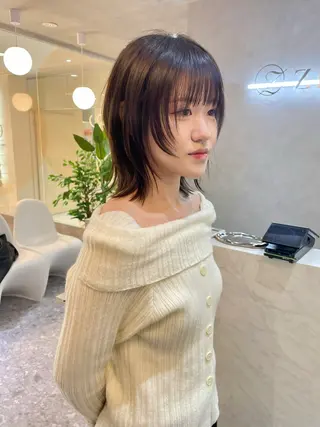 ミディアム ボブ/透明感カラー/ 赤み消し/髪質改善のヘアスタイル