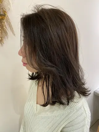 ミディアム カラー パーマ ヘアアレンジ マツエク・マツパ 💎耳ツボジュエリー ×銀座美容室💎のヘアスタイル