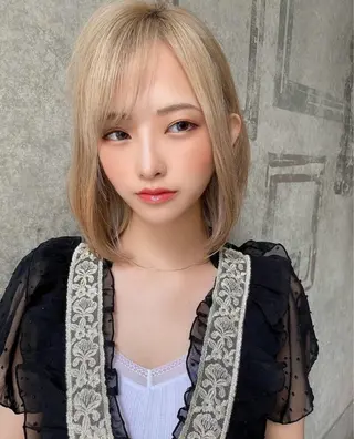 ミディアム カラー ❤️ブリーチなし💚 ダブルカラー平野実花のヘアスタイル