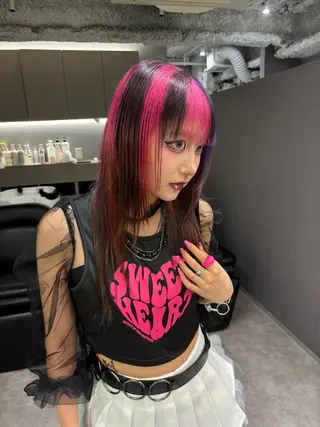 セミロング カラー 名古屋／デザイン／ ブリーチ/松井亮磨のヘアスタイル