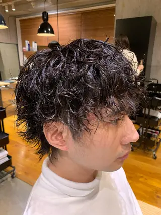 パーマ メンズ ボブパーマ 艶カラー/横山大樹のヘアスタイル