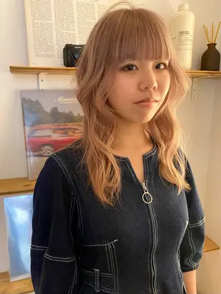 セミロング カラー 森貴裕/ベージュ/ パーマ/オリーブのヘアスタイル