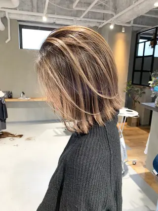 ミディアム カラー yuki / 岡崎ハイトーンカラーのヘアスタイル