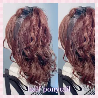 セミロング ヘアアレンジ 💗ガーリーヘア🎀 saki💗のヘアスタイル