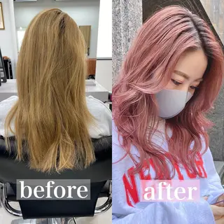 ミディアム カラー 難波/心斎橋/ボブ/ 髪質改善/ハイトーンのヘアスタイル