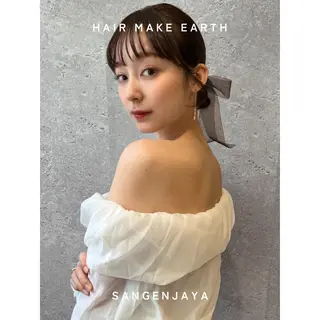 ヘアアレンジ セミロング hair make earth 🪡のヘアスタイル