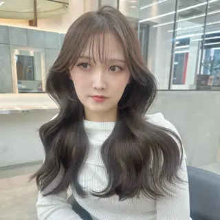 セミロング カラー パーマ 縮毛/レイヤー 韓国/橋口のヘアスタイル