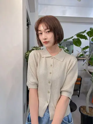 ショート カラー レイヤーパーマ＊ 顔まわり似合わせのヘアスタイル