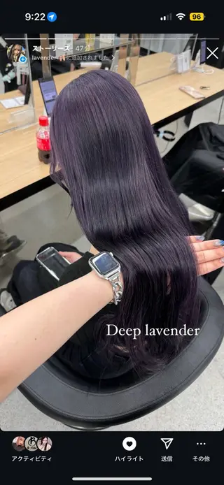 ロング カラー 暗髪🩶ラベンダー/ ブルー/ユウナ🤍のヘアスタイル