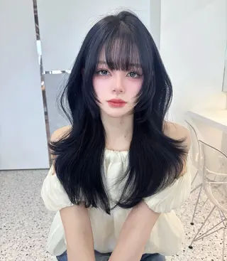 ミディアム rina／ベージュ ワンホン/韓国ヘアのヘアスタイル