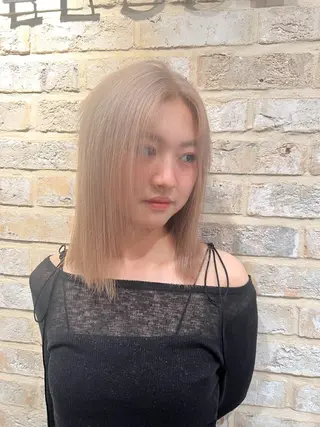 セミロング カラー LEBEN所属・和夢/メンズカット/ パーマ/ハイトーンのヘアスタイル